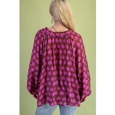 Gigio Gigio Printed Blouse with Adjustable Tie String