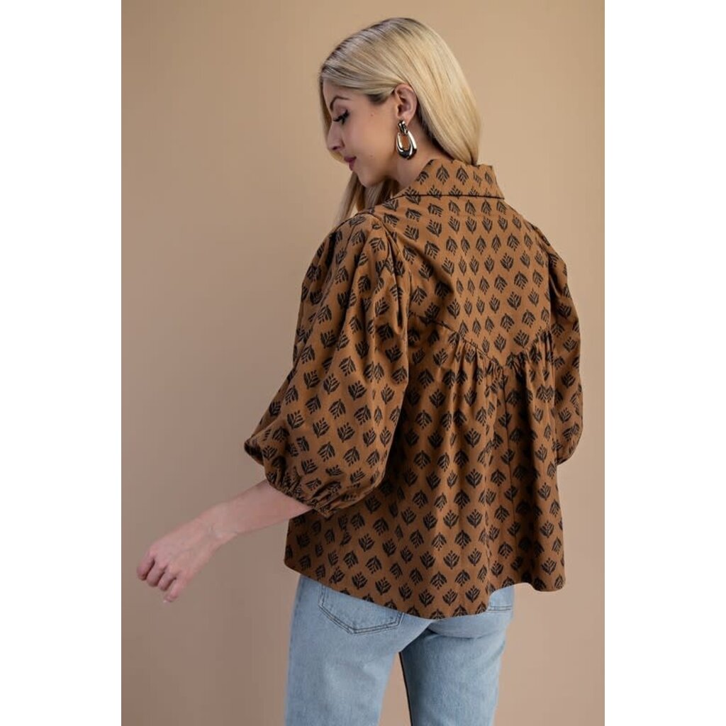 Gigio Gigio Printed Front Tie Blouse