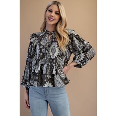 Gigio Gigio Vintage Paisley Tiered Ruffled Blouse