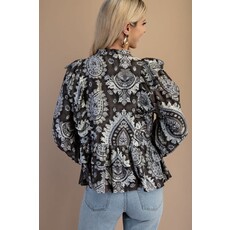 Gigio Gigio Vintage Paisley Tiered Ruffled Blouse