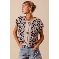 So Me So Me Animal Print Sweater Vest Top