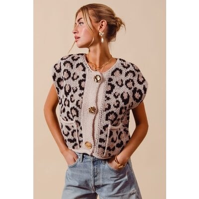 So Me Animal Print Sweater Vest Top