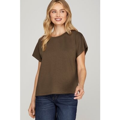 She + Sky Drop Short Sleeve Knit Top