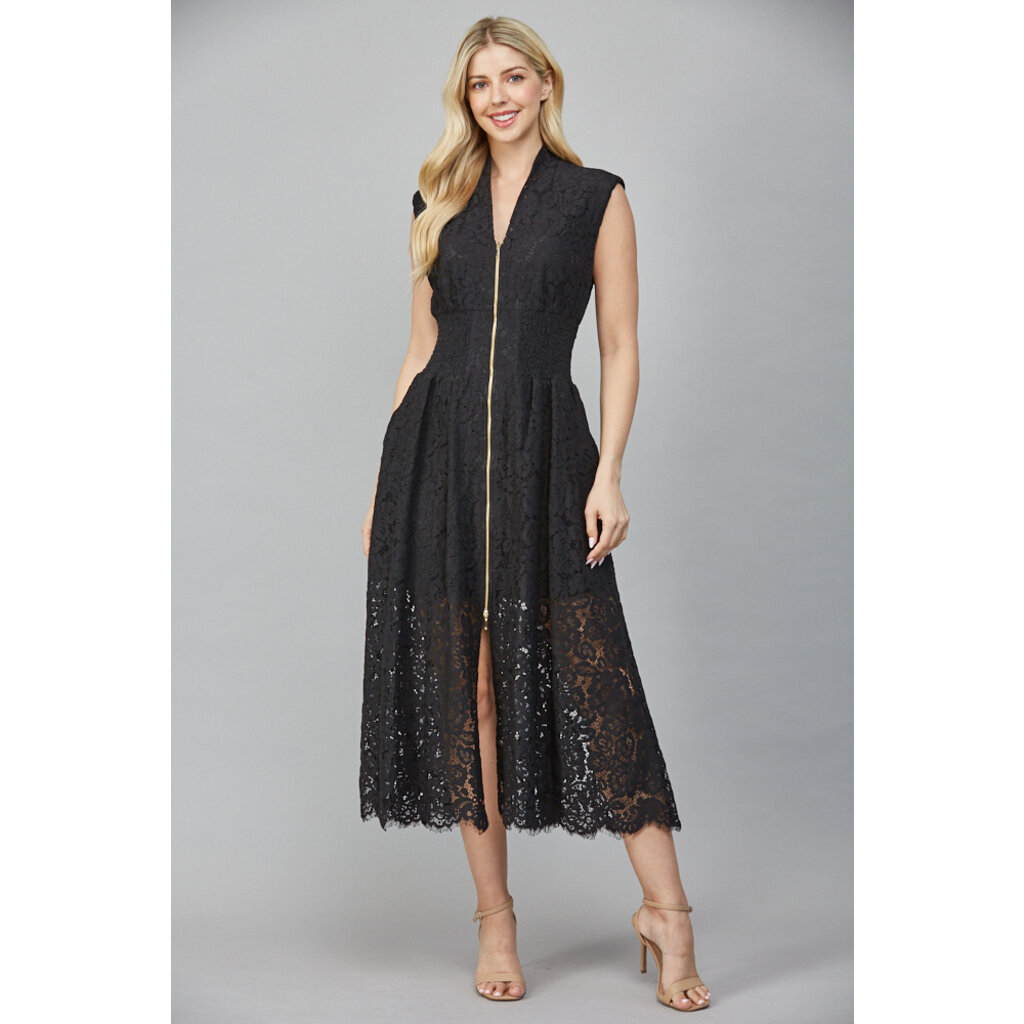 Fate Fate Front Zip Closure Lace Dress
