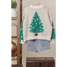 Mello Mello Merry Pine V Neck Knit Cardigan