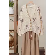 Mello Mello Ribbon Patch Popcorn Cardigan
