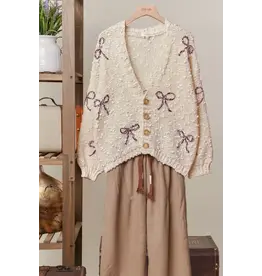 Mello Ribbon Patch Popcorn Cardigan
