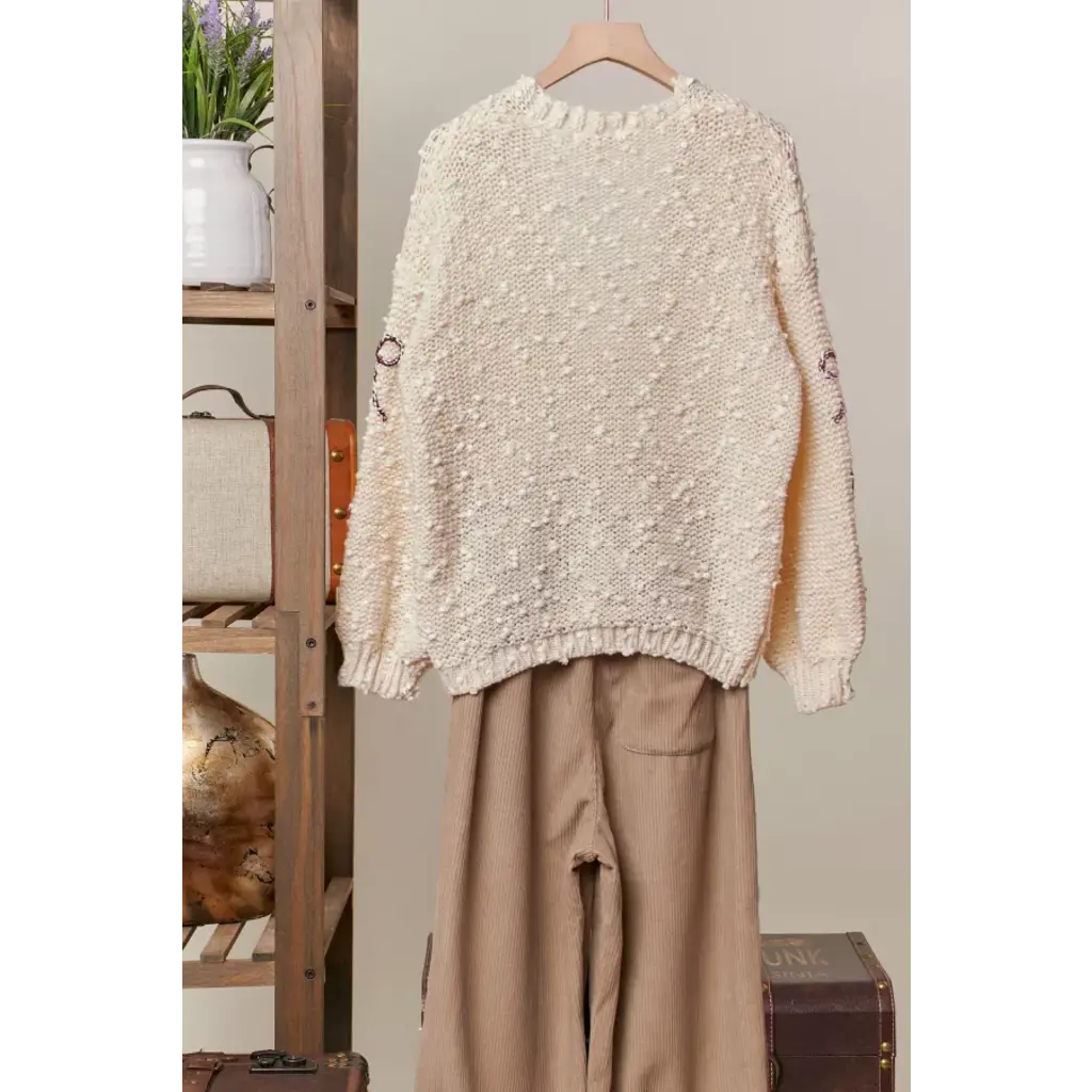 Mello Mello Ribbon Patch Popcorn Cardigan