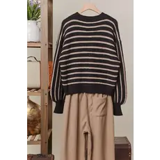 Mello Mello Gold Foil Stripe Knit Cardigan