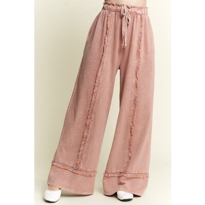 J. Her Mineral Wash Plaid Wide Leg Pants