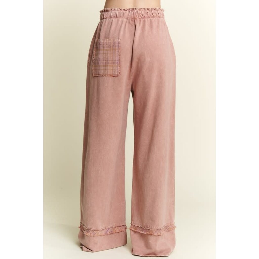 J. Her J. Her Mineral Wash Plaid Wide Leg Pants