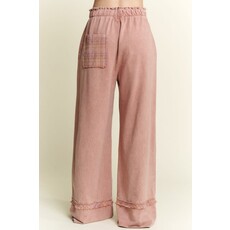 J. Her J. Her Mineral Wash Plaid Wide Leg Pants