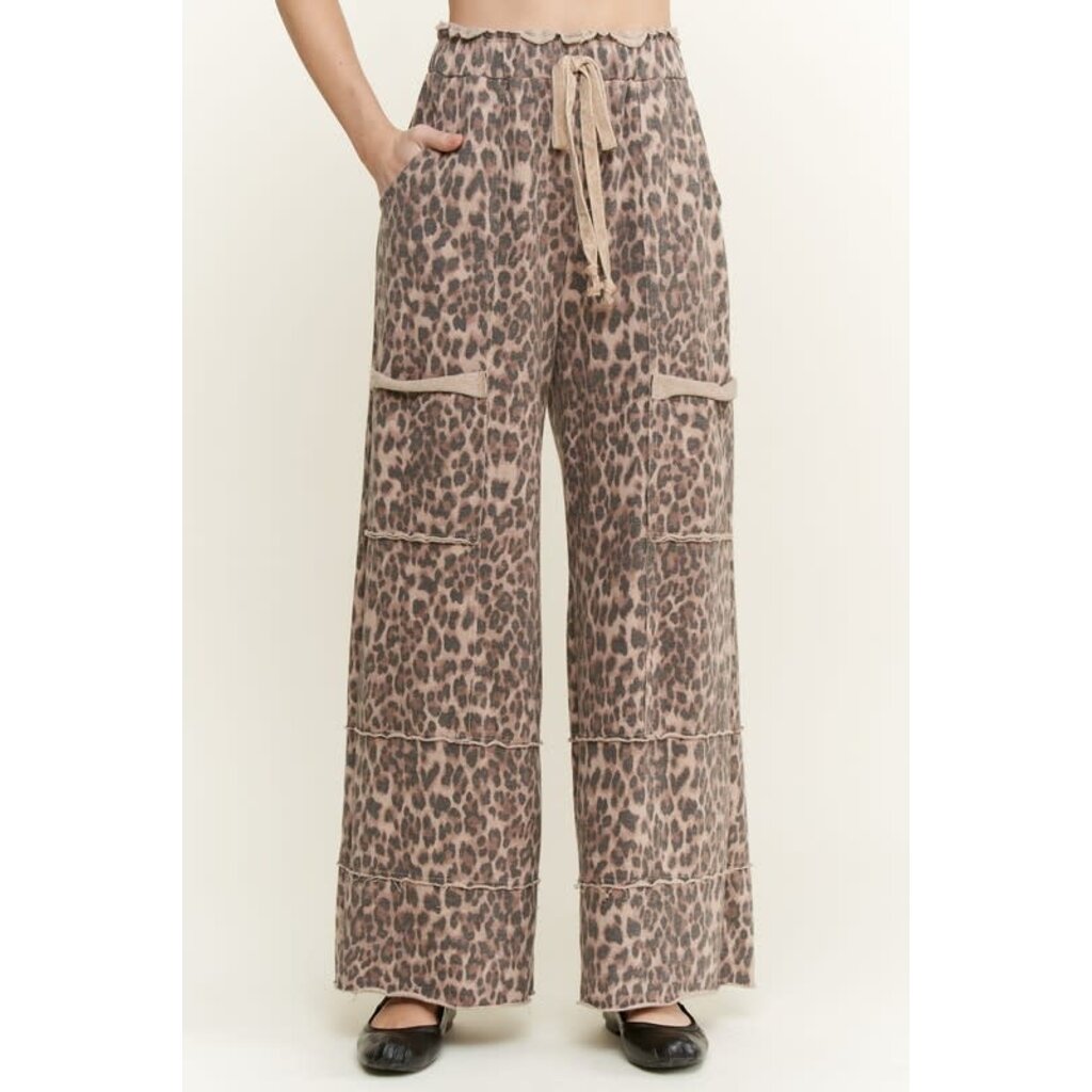 J. Her J. Her Mineral Wash Animal Leopard Pants