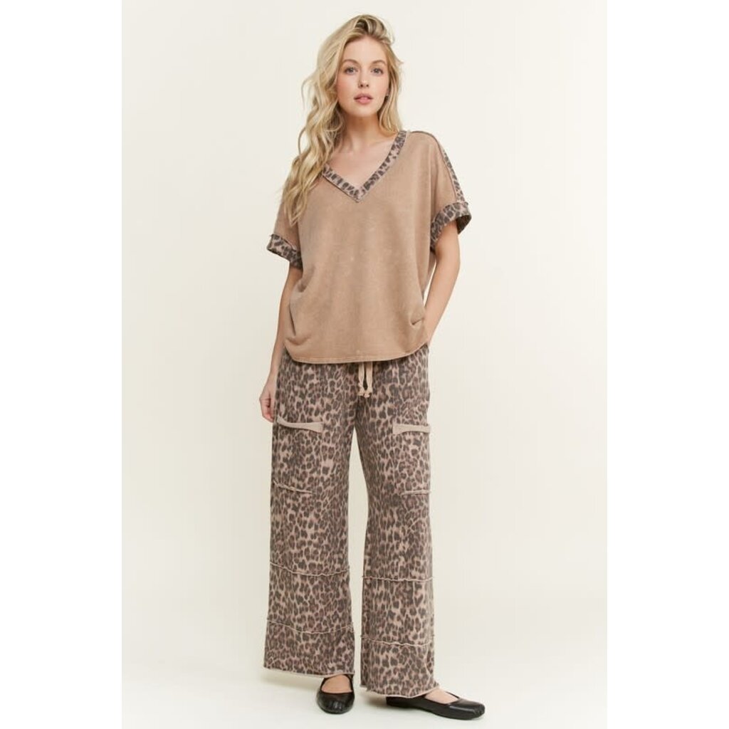 J. Her J. Her Mineral Wash Animal Leopard Pants