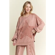 J. Her J. Her Mineral Wash Plaid Star Sweatshirt