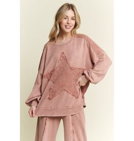 J. Her Mineral Wash Plaid Star Sweatshirt