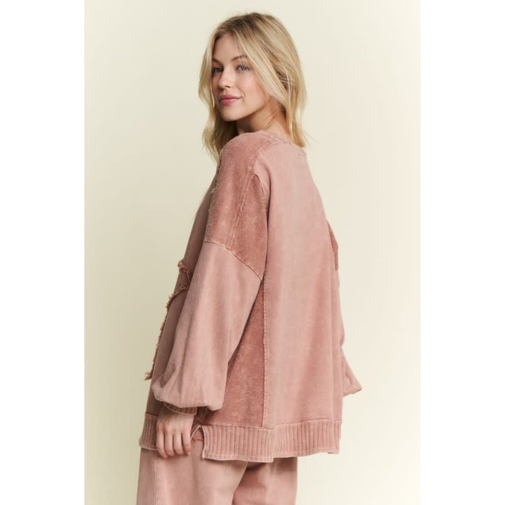 J. Her J. Her Mineral Wash Plaid Star Sweatshirt
