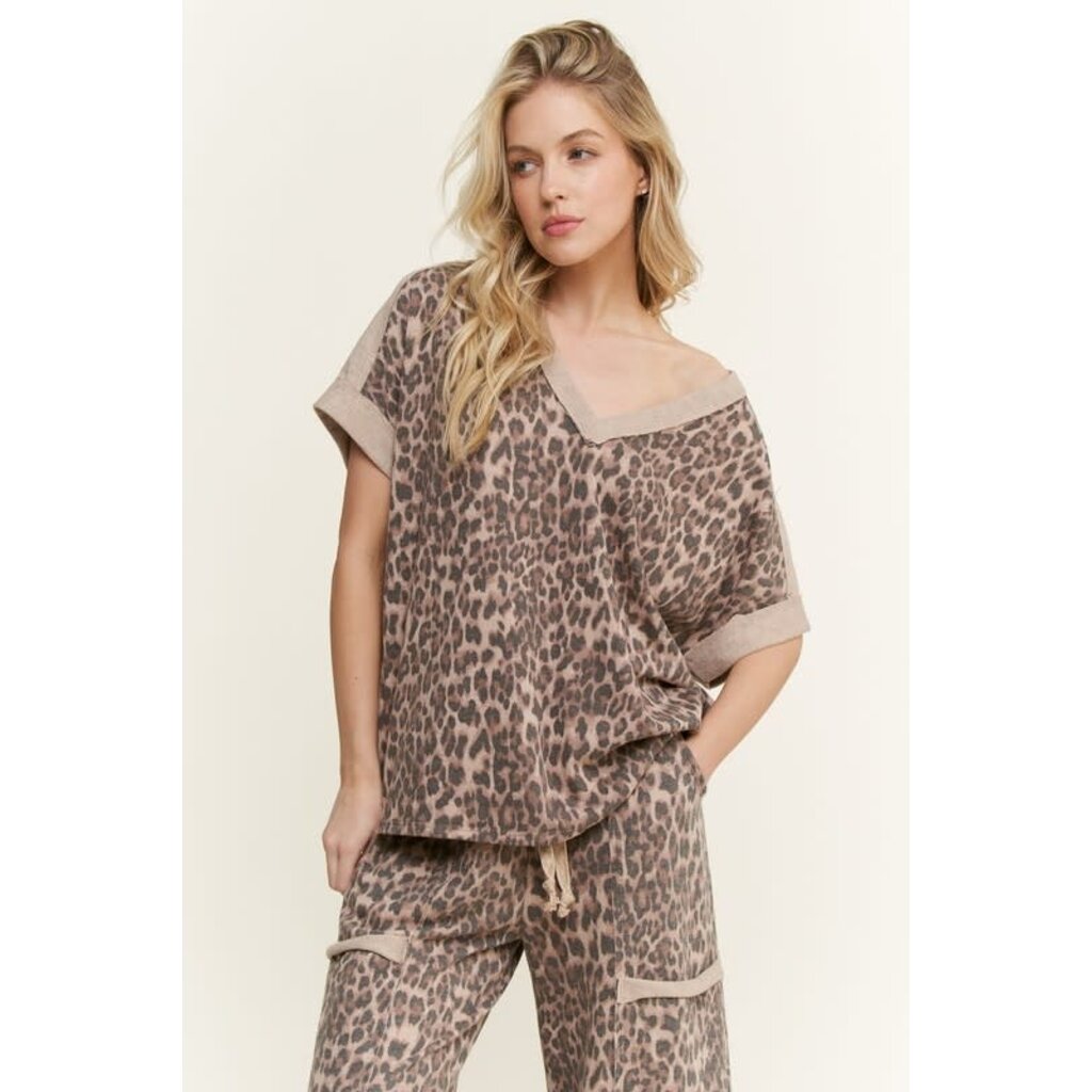 J. Her J. Her Mineral Wash Leopard Animal Print Shirt