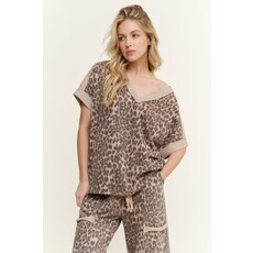 J. Her J. Her Mineral Wash Leopard Animal Print Shirt