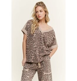 J. Her Mineral Wash Leopard Animal Print Shirt