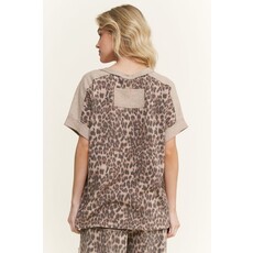 J. Her J. Her Mineral Wash Leopard Animal Print Shirt
