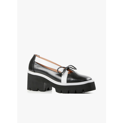 All Black Little Bow Lugg Shoe