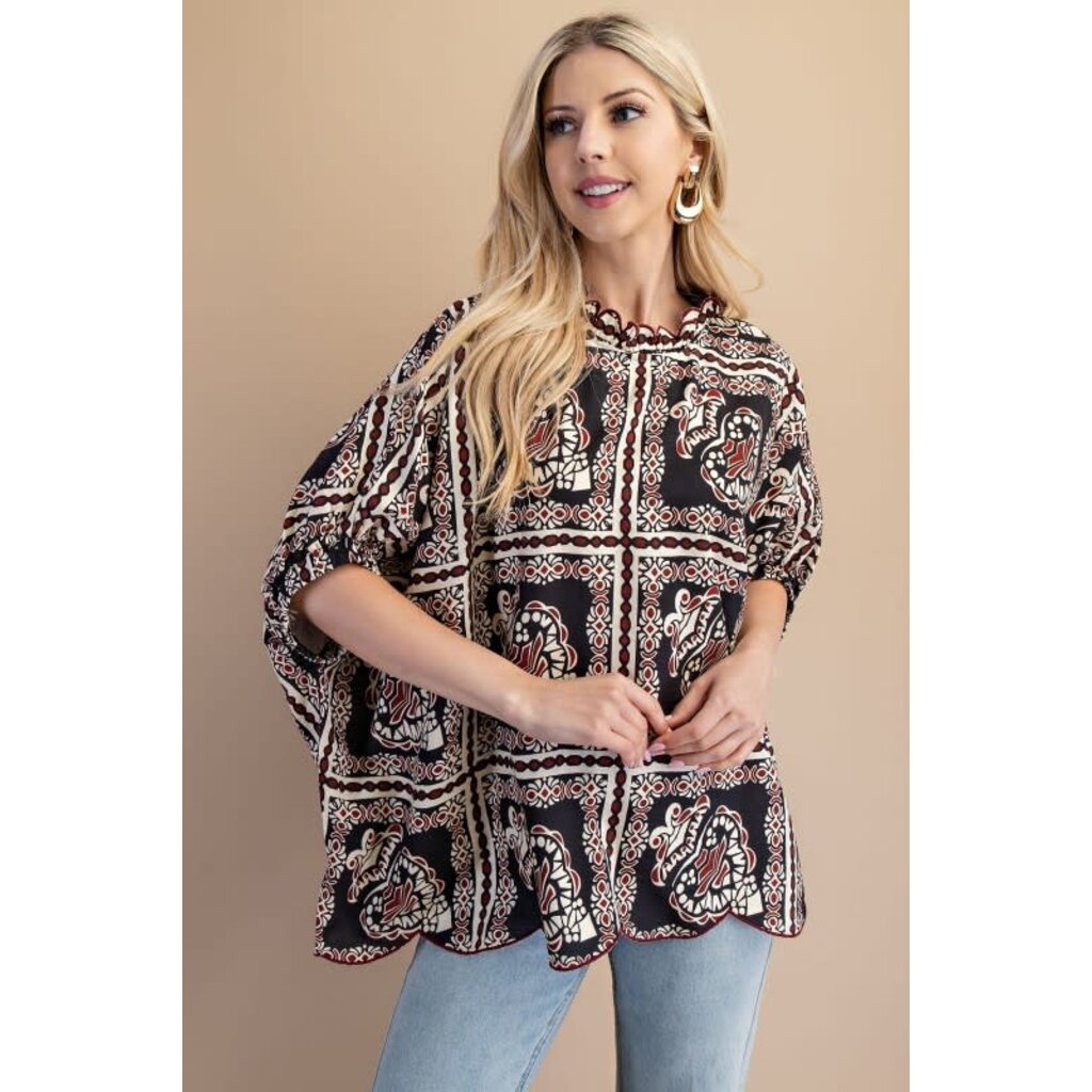 Gigio Gigio Printed Dolman Sleeve Blouse