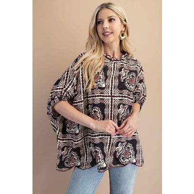 Gigio Printed Dolman Sleeve Blouse
