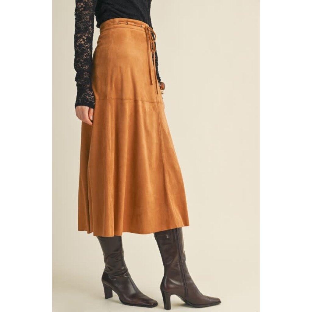 Mustard Seed Mustard Seed Drawstring Suede A-Line Skirt