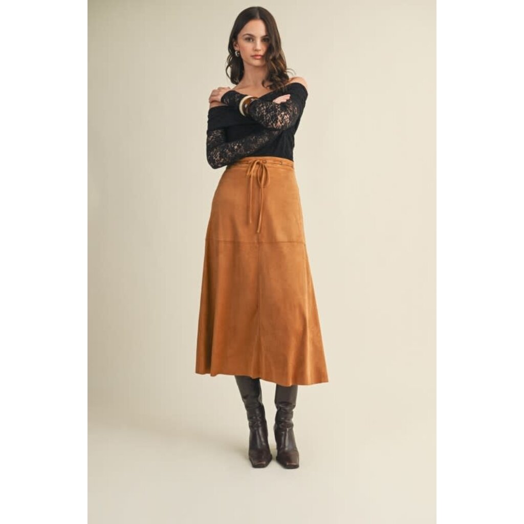Mustard Seed Mustard Seed Drawstring Suede A-Line Skirt