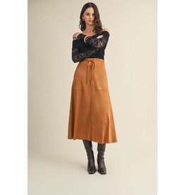 Mustard Seed Drawstring Suede A-Line Skirt