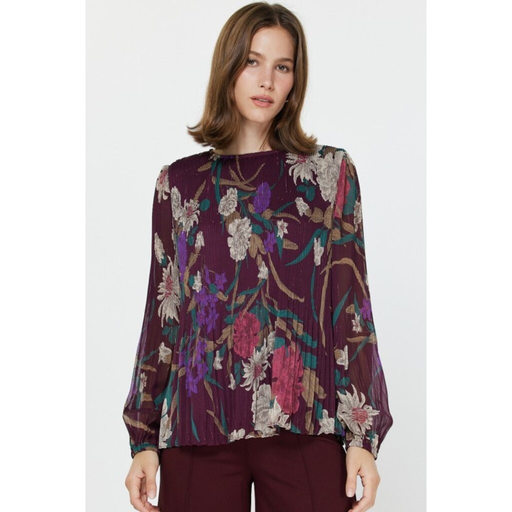 Current Air Curren Air Floral Print Pleated Blouse