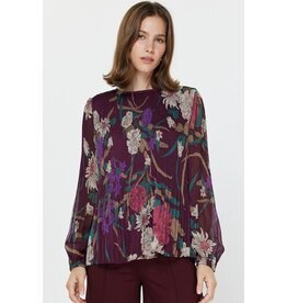 Current Air Floral Print Pleated Blouse