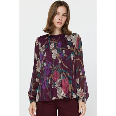Current Air Floral Print Pleated Blouse