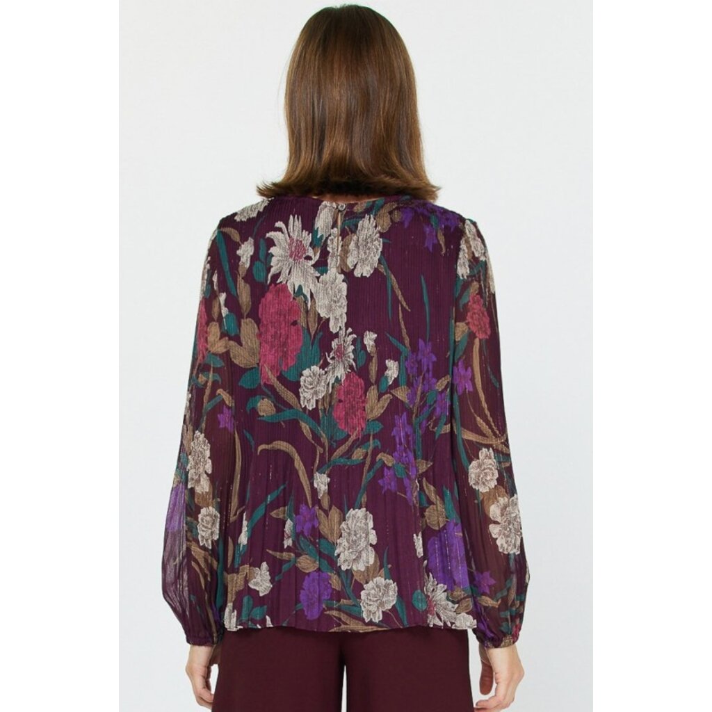 Current Air Curren Air Floral Print Pleated Blouse