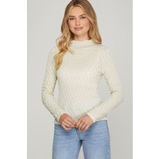 She + Sky She + Sky Mock Neck Shine Knit Top