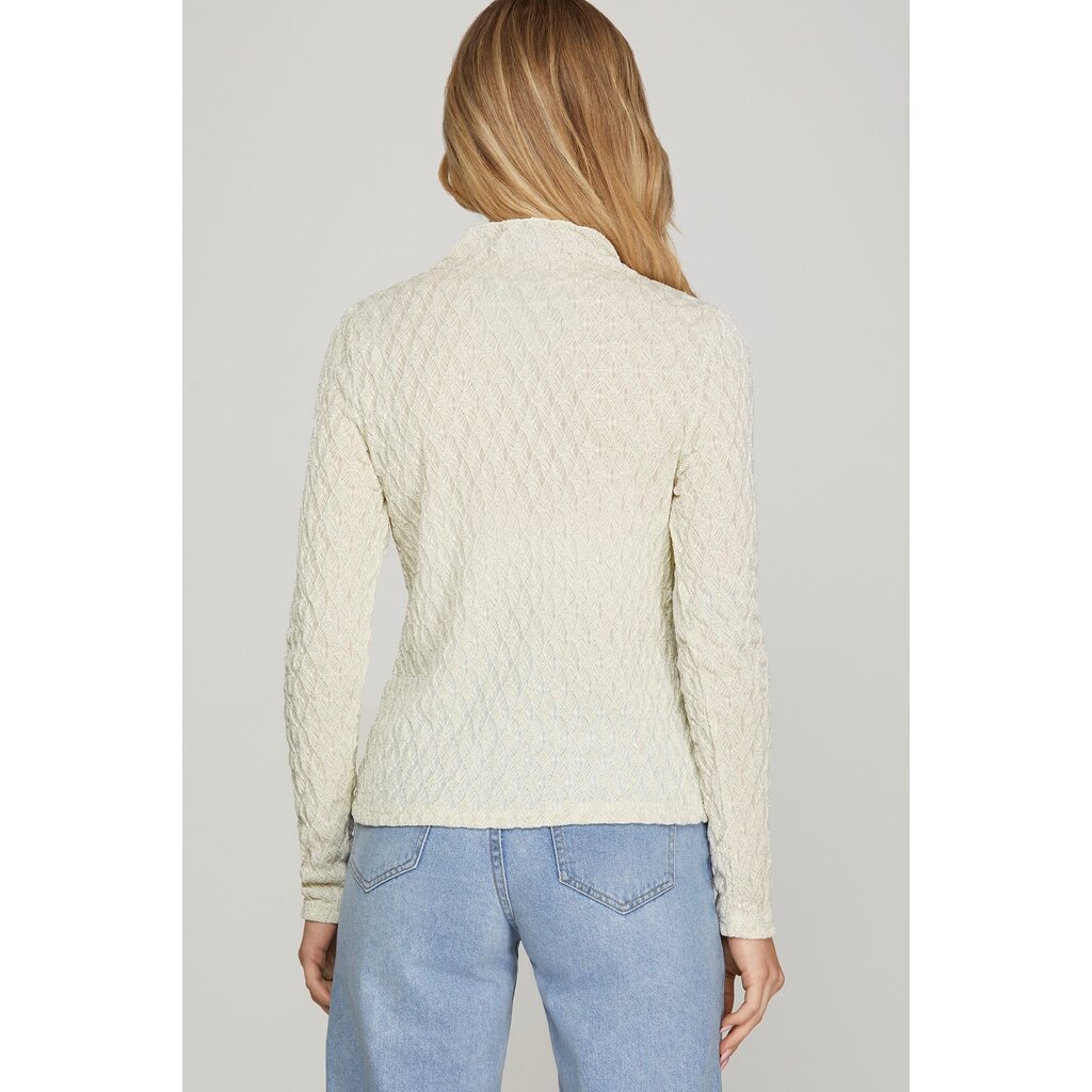 She + Sky She + Sky Mock Neck Shine Knit Top