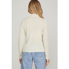 She + Sky She + Sky Mock Neck Shine Knit Top