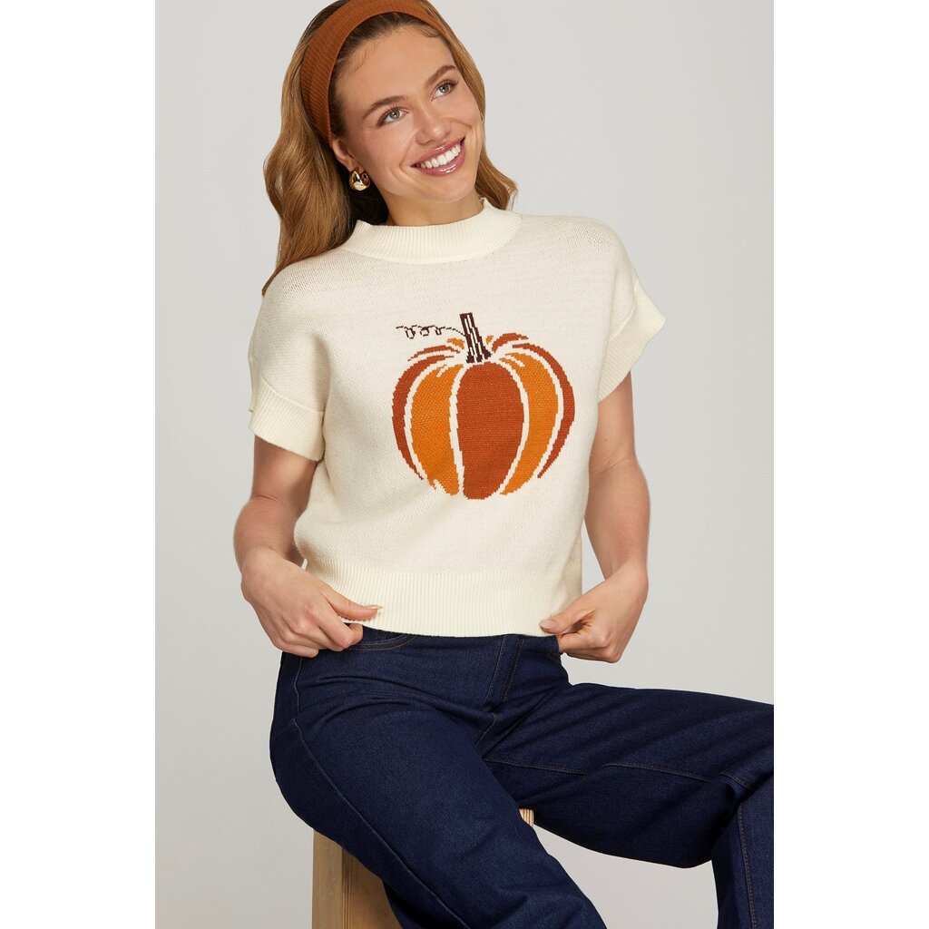 She + Sky She + Sky Halloween Pumpkin Pattern Sweater Top
