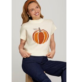 She + Sky Halloween Pumpkin Pattern Sweater Top
