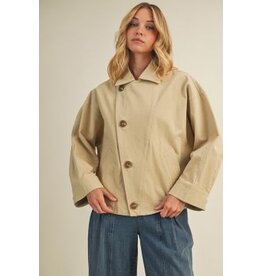 Mustard Seed Asymmetric Button Closure Jacket
