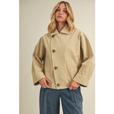 Mustard Seed Asymmetric Button Closure Jacket