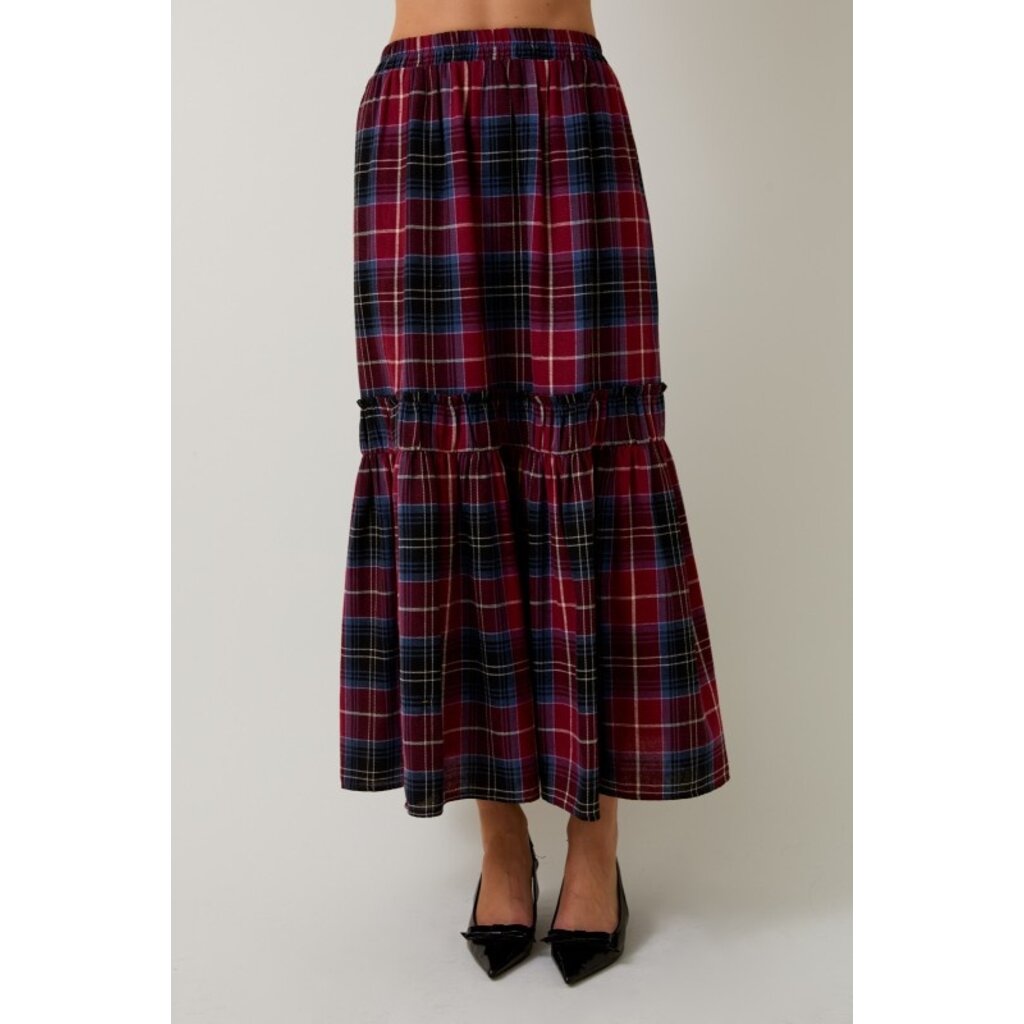 Sunday Edition Sunday Edition Plaid Tiered Maxi Skirt