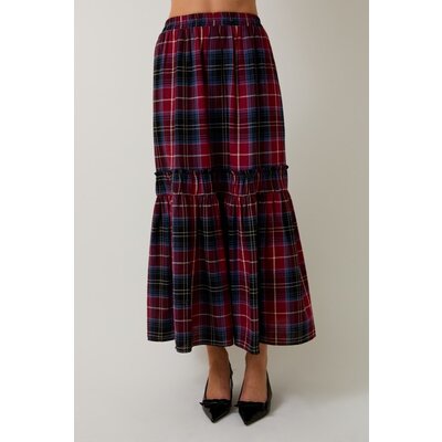 Sunday Edition Plaid Tiered Maxi Skirt