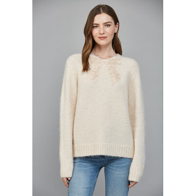Fate Jewel Embellished Fuzzy Sweater