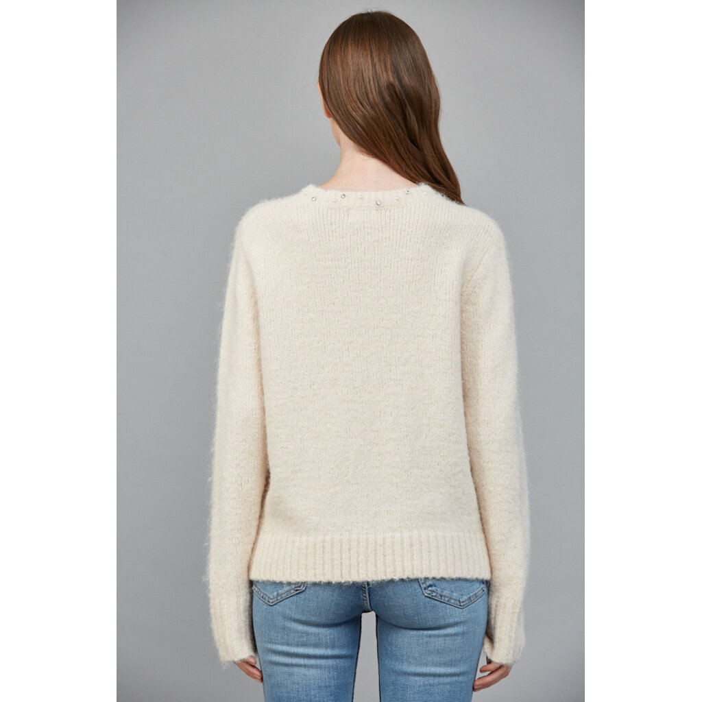 Fate Fate Jewel Embellished Fuzzy Sweater