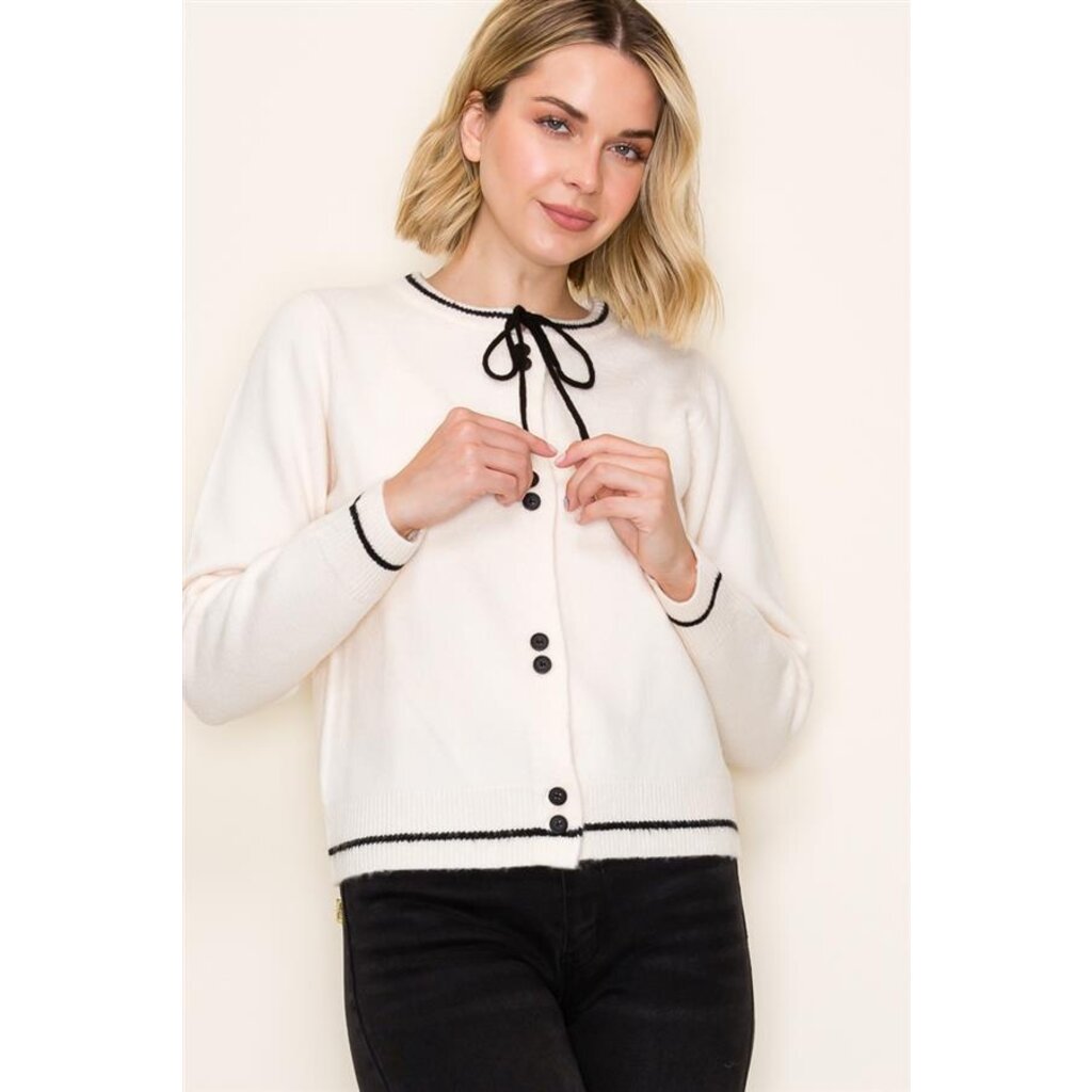 Staccato Staccato Bow Accent Button Down Cardigan