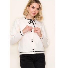 Staccato Bow Accent Button Down Cardigan