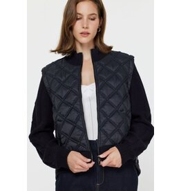 Current Air Quilted Sweater Mixed Media Jacket