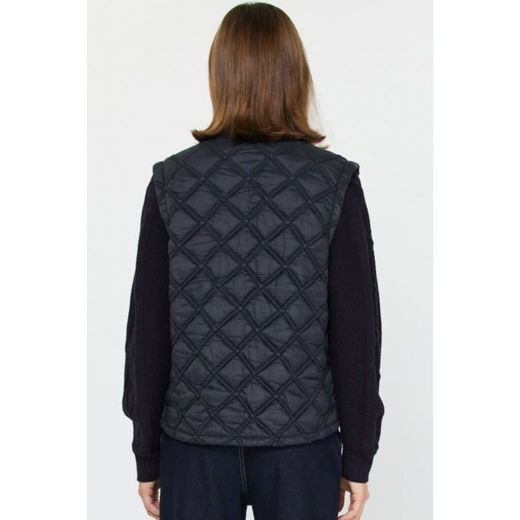 Current Air Current Air Quilted Sweater Mixed Media Jacket